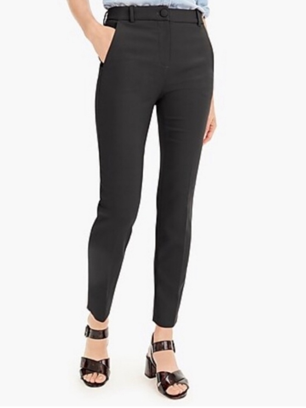 NWT J. CREW High-Rise Cameron Ankle Pants H6573 Black 14 MISSING BUTTON INCLUDED